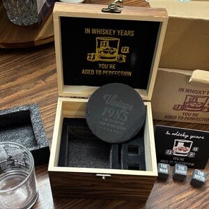 Whiskey Coaster, Glass & Ice Stones